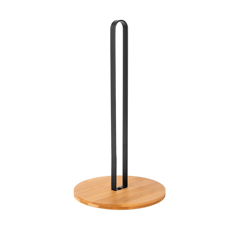 TIEYIPIN Paper Towel Holder, Countertop Roll Stand with Anti-Skid Wooden Bamboo Base for Kitchen, Cabinet, Table - Image 1